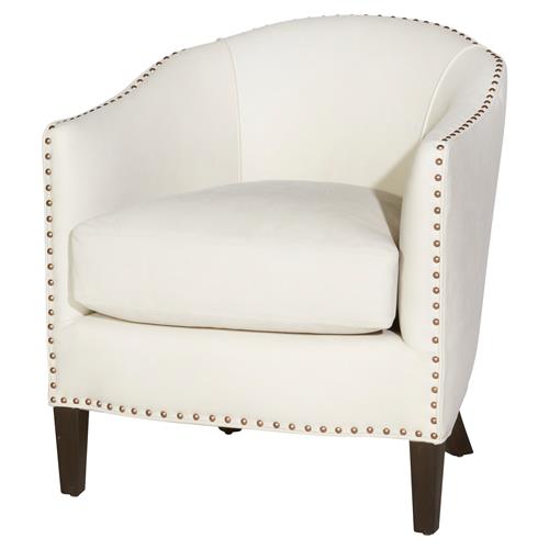 Cisco Home Crescent Modern Classic Cream Leather Round Upholstered Arm Chair