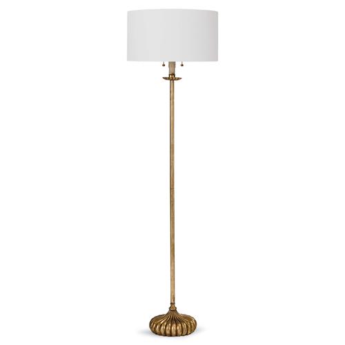 Clove French Country Antique Gold Leaf Stem Floor Lamp