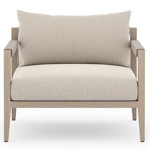 Cheryl Modern Beige Cushion Natural Teak Wood Outdoor Arm Chair