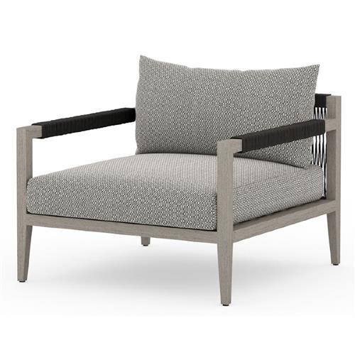 Cheryl Modern Dark Grey Cushion Teak Wood Outdoor Arm Chair