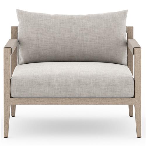 Cheryl Modern Light Grey Cushion Natural Teak Wood Outdoor Arm Chair