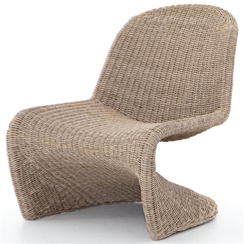 Ivanna Coastal Beach Beige Woven Wicker Outdoor Lounge Chair