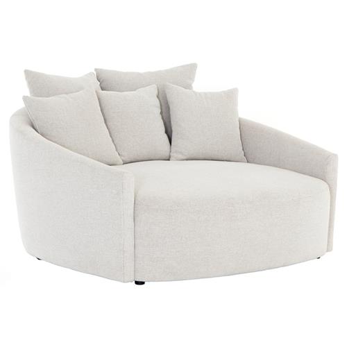 Louisa Modern Classic Off White Performance Round Sofa - 62&quot;W