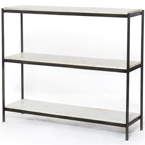 Kian Modern Classic White Marble Top Grey Metal Console Table