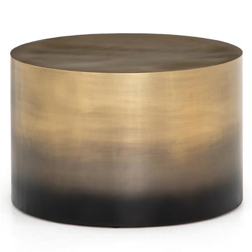 Maddux Modern Classic Antique Brass Ombre Iron Cylinder Round Coffee Table