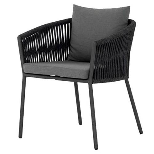 Porter Modern Classic Tall Grey Cushion Black Woven Metal Outdoor Dining Chair
