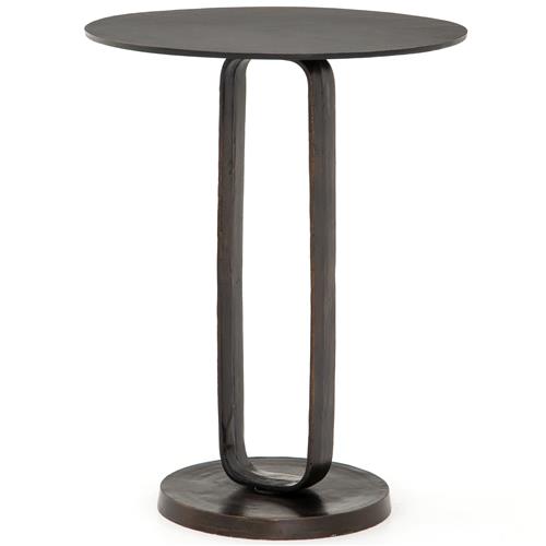 Sam Modern Classic Brown Aluminum Round Side End Table
