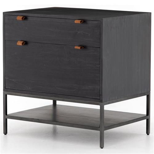 Theodore Industrial Loft Black Wood Filing Cabinet