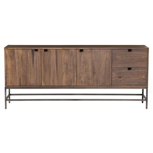 Theodore Industrial Loft Brown Wood Grey Iron 3 Door 2 Drawer Sideboard