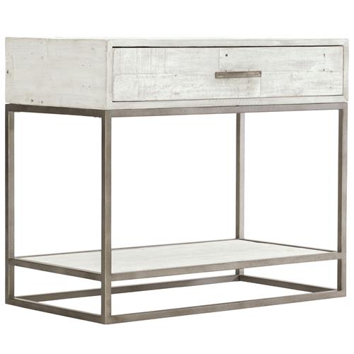 Maxine Industrial Loft Brushed White Wood Steel Nightstand