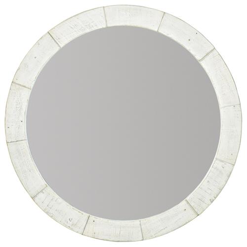 Maxine Modern Classic Brushed White Wood Round Wall Mirror