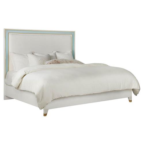 Tracy French Country White Wood Seaglass Accent Bed - Queen