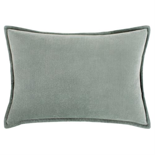 Anika Modern Classic Green Velvet Flange Down Lumbar Pillow - 13 x 19