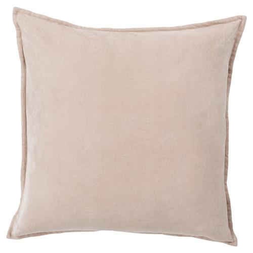 Anika Modern Classic Light Beige Velvet Flange Down Pillow - 18 x 18