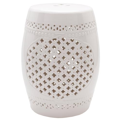 Maggie Modern Classic White Glazed Ceramic Garden Stool