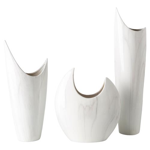 Vienna Modern Classic White Ceramic Outdoor Vases - Set of 3