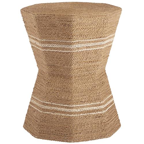 Sam Coastal Beach Brown Abaca Rope Octagonal Side End Table