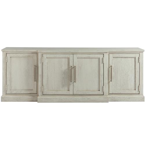 Hanna Coastal Beach White Wood 4 Door Media Cabinet