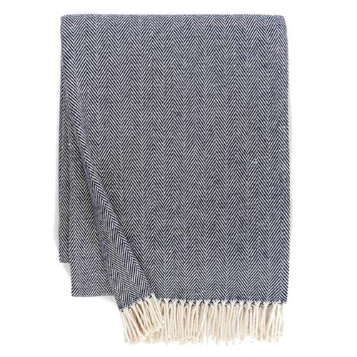 Sferra Modern Celine Navy Blue Cotton Throw Blanket