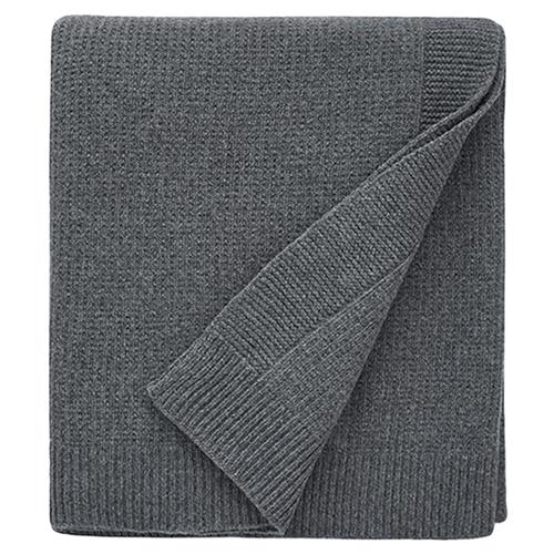 Sferra Modern Pettra Grey Ribbed Lambs Wool Throw Blanket