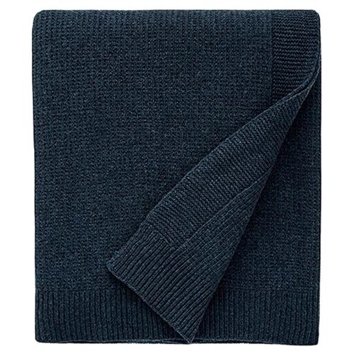 Sferra Modern Pettra Midnight Black Ribbed Lambs Wool Throw Blanket