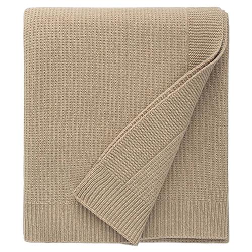 Sferra Modern Pettra Beige Ribbed Lambs Wool Throw Blanket