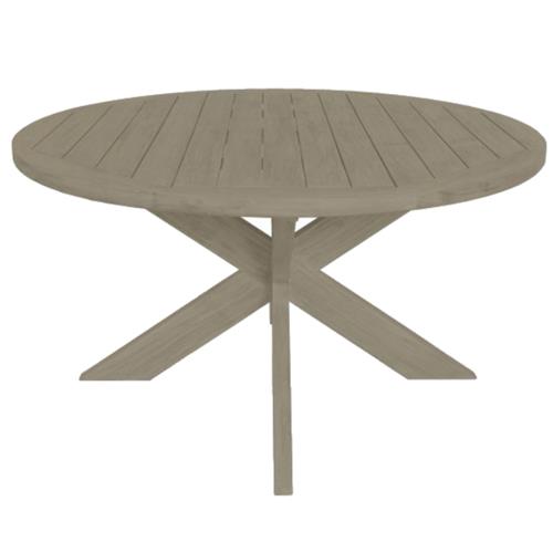 Amina Coastal Natural Teak Wood Round Outdoor Dining Table - 56&quot;W