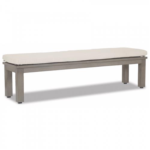 Ezra Modern Taupe Grey Aluminum Beige Cushion Outdoor Bench