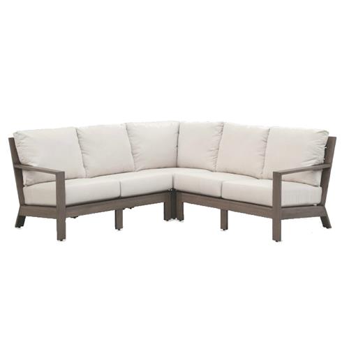 Ezra Modern Taupe Grey Aluminum Beige Cushion Outdoor Sectional