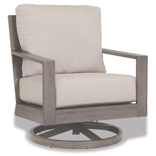 Ezra Modern Taupe Grey Aluminum Beige Performance Outdoor Rocker