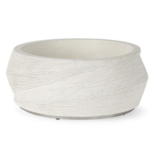 Palecek Argos Coastal Beach White Stonecast Round Outdoor Decorative Bowl