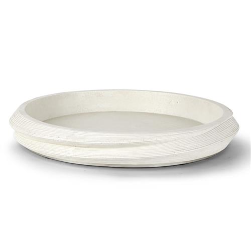 Palecek Argos Coastal Beach White Stonecast Round Outdoor Tray