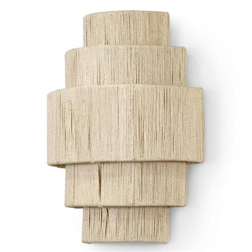 Palecek Everly Coastal Beach 5 Tier Natural Abaca Rope Wall Sconce
