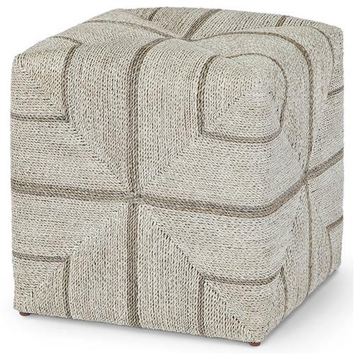 Palecek Fritz Coastal Beach Grey Lampakanai Rope Hardwood Square Ottoman