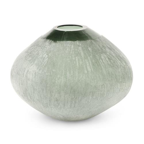 Palecek Mykonos Coastal Beach Green Etched Glass Vase - Medium