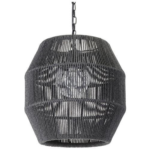 Palecek Tanner Coastal Beach Black Woven Wicker Outdoor Octagonal Pendant Lantern