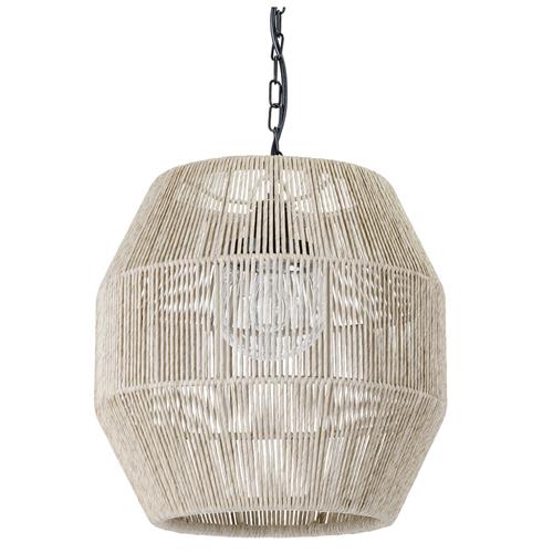 Palecek Tanner Coastal Beach Off White Woven Wicker Outdoor Octagonal Pendant Lantern