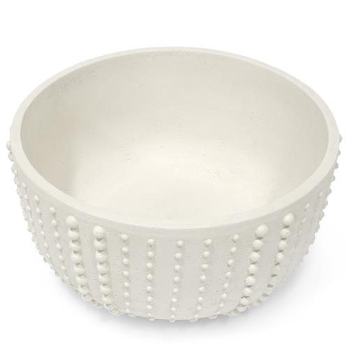 Palecek Urchin Coastal Beach White Stonecast Round Outdoor Decorative Bowl