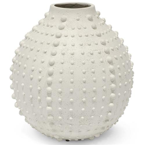Palecek Urchin Coastal Beach White Stonecast Outdoor Decorative Vase - Large