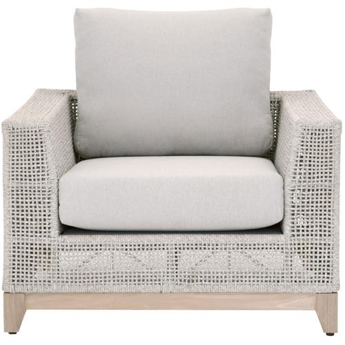 Alaina Coastal Beach Grey Woven Rope Teak Wood Outdoor Arm Chair