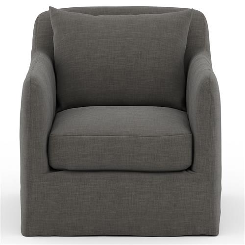 Cassandra Modern Charcoal Black Cushion Slipcovered Outdoor Swivel Arm Chair