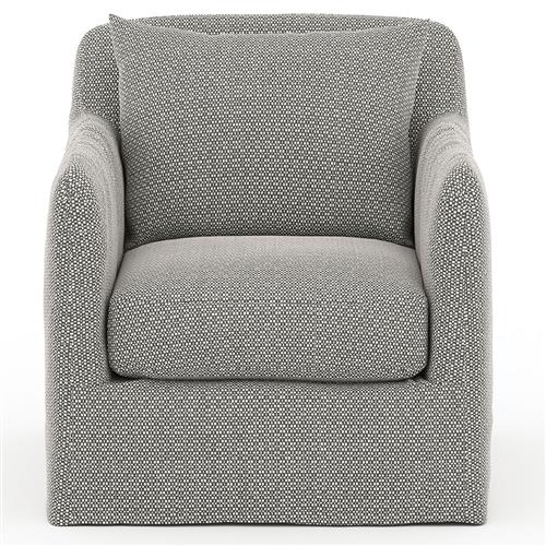 Cassandra Modern Ash Grey Cushion Slipcovered Outdoor Swivel Arm Chair