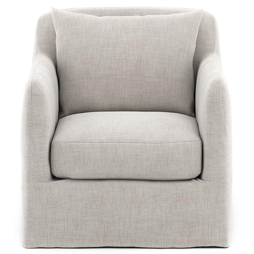Cassandra Modern Stone Grey Cushion Slipcovered Outdoor Swivel Arm Chair