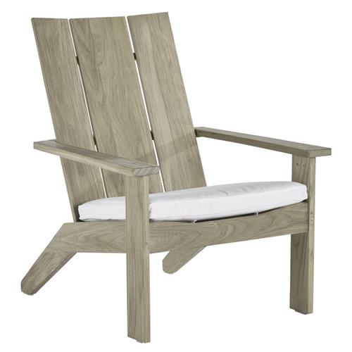 Ashland Modern Oyster Grey Teak White Cushion Outdoor Adirondack Chair