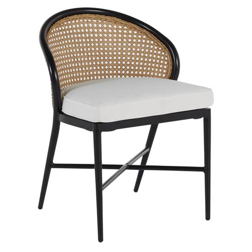 Havana Performance Black Frame Woven Cane Outdoor Dining Side Chair