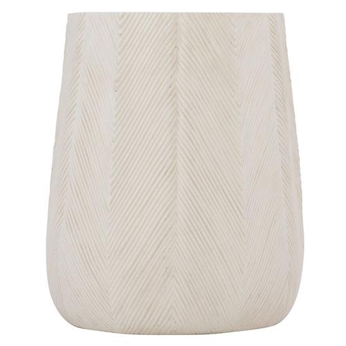 Brandon Coastal Beach Ivory Textured Stonecast Outdoor Side End Table