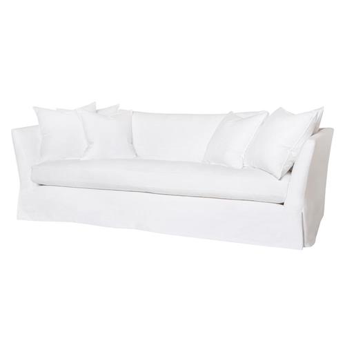 Cisco Home Seda Coastal Style Denim White Cotton Slip Cover Sofa - Large - 100&quot;W