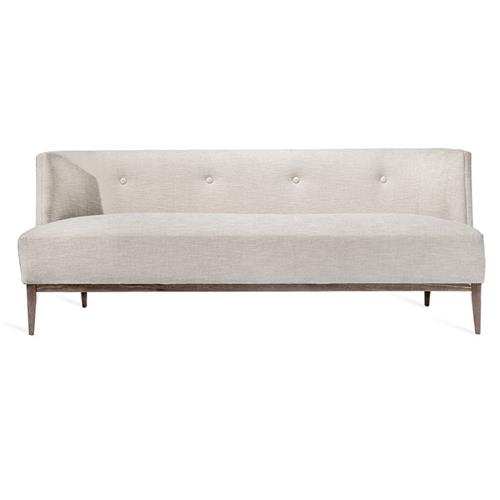 Chloe Mid Century Pearl Linen Upholstered Tufted Wood Sofa