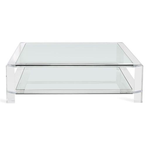 Surrey Modern Glass Acrylic Square Coffee Table - 60&quot;