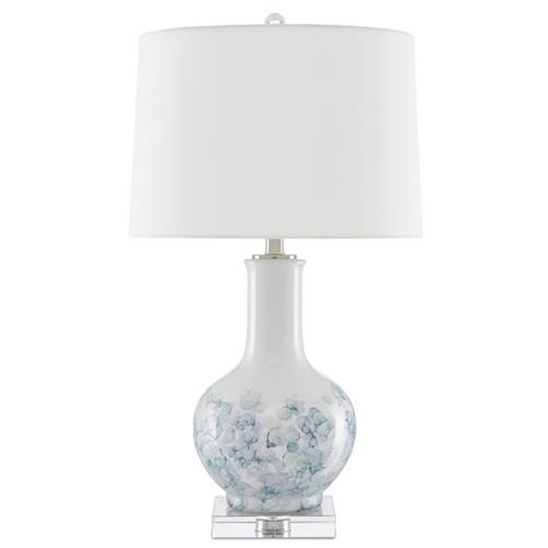 Marianne Modern Classic White Ceramic Blue Floral Table Lamp